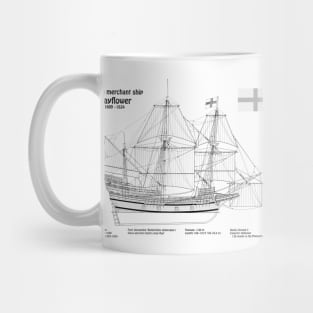 Mayflower plans. America 17th century Pilgrims ship - BDpng Mug